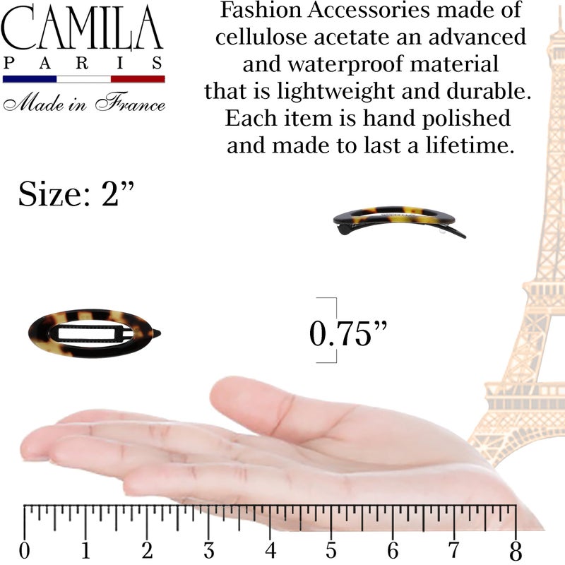 Camila Paris CP1993/2 French Hair Barrette Clip for Women, Handmade, Side Slide-in Metal-Free Closure Strong Hold Grip Hair Clips for Girls, No Slip Durable Styling Hair Accessories, Made in France - Image 3